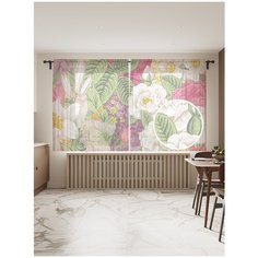 Фототюль JoyArty "Цветочная картина", 145x180 см (2 полотна со шторной лентой + 50 крючков)