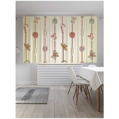 Шторы с фотопечатью Ambesonne "Елочные игрушки" из сатена, 290х180 см Joy Arty