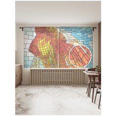 Фототюль JoyArty "Рыба в витраже", 145x180 см (2 полотна со шторной лентой + 50 крючков)