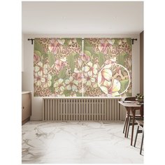 Фототюль JoyArty "Цветочная зелень", 145x180 см (2 полотна со шторной лентой + 50 крючков)