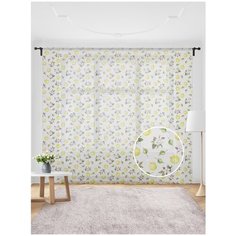 Жаккардовый тюль JoyArty (вуаль, штора) на шторной ленте "Яблоневый сад", 280x255 см