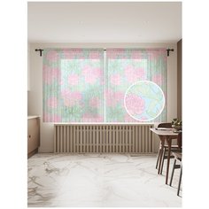 Фототюль JoyArty "Розовая поляна", 145x180 см (2 полотна со шторной лентой + 50 крючков)