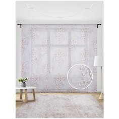 Жаккардовый тюль JoyArty (вуаль, штора) на шторной ленте "Весенние букетики", 280x255 см