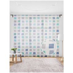 Жаккардовый тюль JoyArty (вуаль, штора) JoyArty на шторной ленте Квадраты, 300x255 см