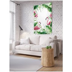 Панно (постер) с фотопринтом на стену "Фламинго в окружении тропиков", 100x150 см Joy Arty