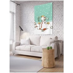 Панно (постер) с фотопринтом на стену "Снеговик на лыжах", 100x150 см Joy Arty