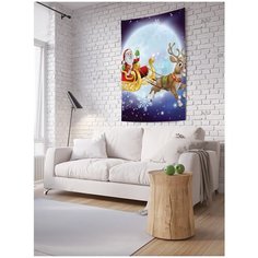 Панно (постер) с фотопринтом на стену "Санта и веселый олень", 100x150 см Joy Arty