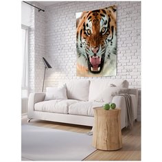 Панно (постер) с фотопринтом на стену "Агрессивный тигр", 100x150 см Joy Arty