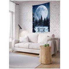 Панно (постер) с фотопринтом на стену "Лавочка в еловом лесу", 150x200 см Joy Arty