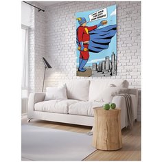 Панно (постер) с фотопринтом на стену "Супергерой в городе", 150x200 см Joy Arty