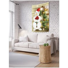 Панно (постер) с фотопринтом на стену "Веселый снеговик", 100x150 см Joy Arty
