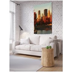 Панно (постер) с фотопринтом на стену "Осенний город в закате", 150x200 см Joy Arty