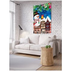 Панно (постер) с фотопринтом на стену "Новогодний снеговик", 100x150 см Joy Arty