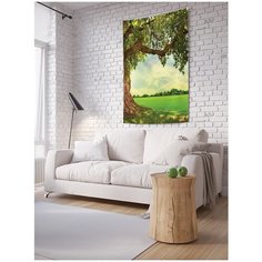 Панно (постер) с фотопринтом на стену "Дерево на зеленой поляне", 100x150 см Joy Arty