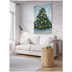 Панно (постер) с фотопринтом на стену "Ель с цветными шариками", 100x150 см Joy Arty