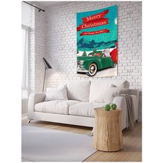 Панно (постер) с фотопринтом на стену "Санта в автомобиле", 100x150 см Joy Arty