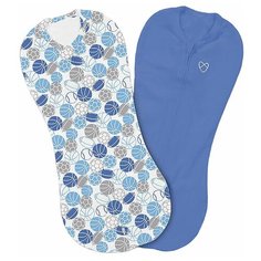 Многоразовые пеленки Summer Infant Swaddlepod на молнии S комплект 2 шт белый/синий