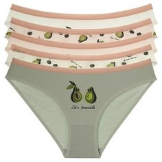 Donella Набор трусов слипы низкой посадки с принтом авокадо, 5 шт., размер M, микс