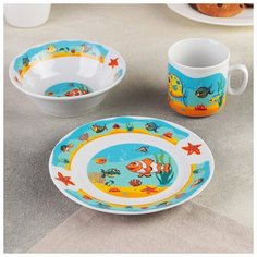 Набор детской посуды Добрушский фарфоровый завод "Подводный мир", 3 предмета, "Идиллия"