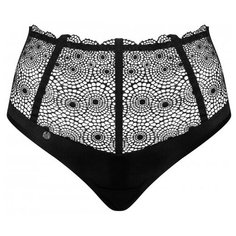 Obsessive Трусы Sharlotte стринги с высокой посадкой с кружевом, размер S-M, черный