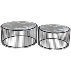 KARE Столик кофейный Wire, коллекция "Провода", количество предметов 2 70*34*70, Сталь, Стекло, Черный