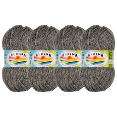 Пряжа Alpina Alpaca Trenza меланжевая, 90 % альпака, 10 % полиамид, 50 г, 150 м, 4 шт., №14 черный-серый