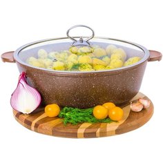 Жаровня-сотейник из литого алюминия с крышкой с трехслойным антипригарным покрытием 28 см "Гранит", 4,5 л Elan Gallery