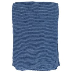 Плед Tkano из хлопка жемчужной вязки пыльно-голубого цвета Essential, 130х180 см (TK20-TH0004)