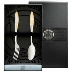 "Набор столовых приборов Кольчугинский мельхиор ""Морозко"" с позолотой, 2 предмета"