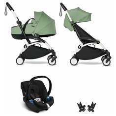 YOYO2 BABYZEN Коляска 3 в 1 с люлькой Bassinet, Peppermint,Белая рама