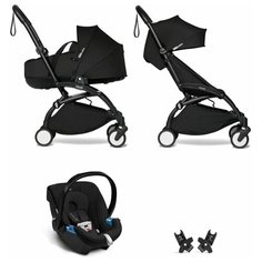 YOYO2 BABYZEN Коляска 3 в 1 с люлькой Bassinet, Black,Черная рама