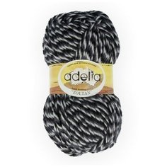 Пряжа Adelia "ZOLTAN" 100% шерсть №147 черный-серый-белый - 5 мотков по 100 г