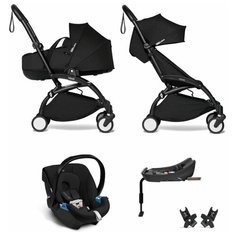 YOYO2 BABYZEN Коляска 4 в 1 с люлькой Bassinet, Black,Черная рама