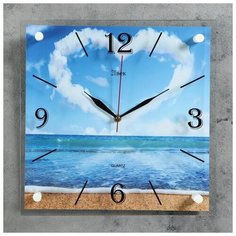 Часы настенные 21 век квадратные, "Сердце из облаков", 35*35 см