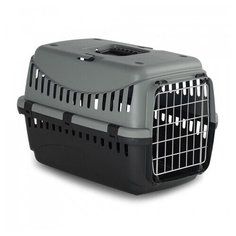 Переноска пластиковая для животных до 8кг DUVO+ "GIPSY ECO", чёрно-серая, 58х38х38см (Бельгия)