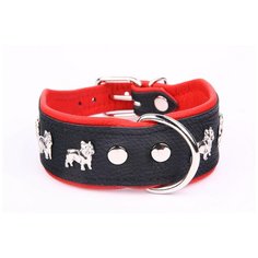 Ошейник для собак ZOOLESZCZ "Super French Bulldog", черно-красный, 50х4см