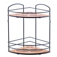 Полка в ванную угловая BK074B 2 яруса 21*21*31 дерево/чёрный Tekno Tel