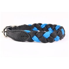 Ошейник для собак ZOOLESZCZ "Plaited", черно-голубой, 55х2.5см