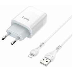 Зарядное устройство Hoco C72A Glorious 1USB/5V/2.1A + Lightning White 114043