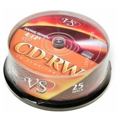 Диск CD-RW VS 700 Mb 4-12x 25 шт. cake box