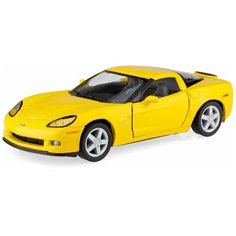 Детская игрушечная коллекционная металическая модель машинки игрушки Kinsmart "Шевролет Corvette Z06" (металлическая, инерционная) желтый 1:36