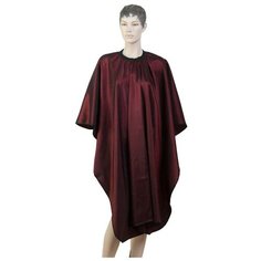 Пеньюар для стрижки DEWAL"Глянец", полиэстер, красный 128х146 см, на крючках DEWAL MR-AA04Red