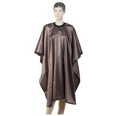 Пеньюар для стрижки DEWAL"Глянец", полиэстер, коричневый 128х146 см, на крючках DEWAL MR-AA04Brown