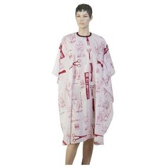 Парикмахерский пеньюар DEWAL Ножницы белый/бордовый