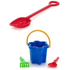 Детский игровой набор для песочницы: Песочный набор "Цветок" 3 элемента + Лопатка 50 см красная Karolina Toys