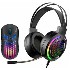 Игровой набор 2 в 1 (Мышь проводная и Гарнитура с подсветкой RGB) Marvo (MH01BK) PC для ПК