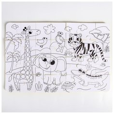 Коврик-пазл Крошка Я раскраска, "Африка", 50*33 см, 28 деталей (5302626)