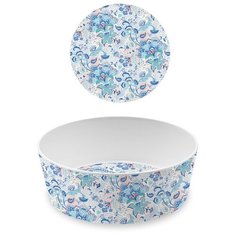 Миска для животных TARHONG "Flower Fields", голубая с рисунком, 17.9х6.4см /1180мл