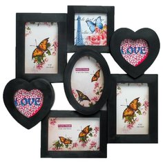 Фоторамка пластик на 7 фото 10х10 см, 10х15 см "Семейная идиллия" чёрная 42х41 см 1146113 Сима ленд