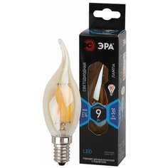 ЭРА F-LED BXS-9W-840-E14 gold ЭРА (филамент, свеча на ветру золот, 7Вт, нетр, E14) (10/100/4000) ERA